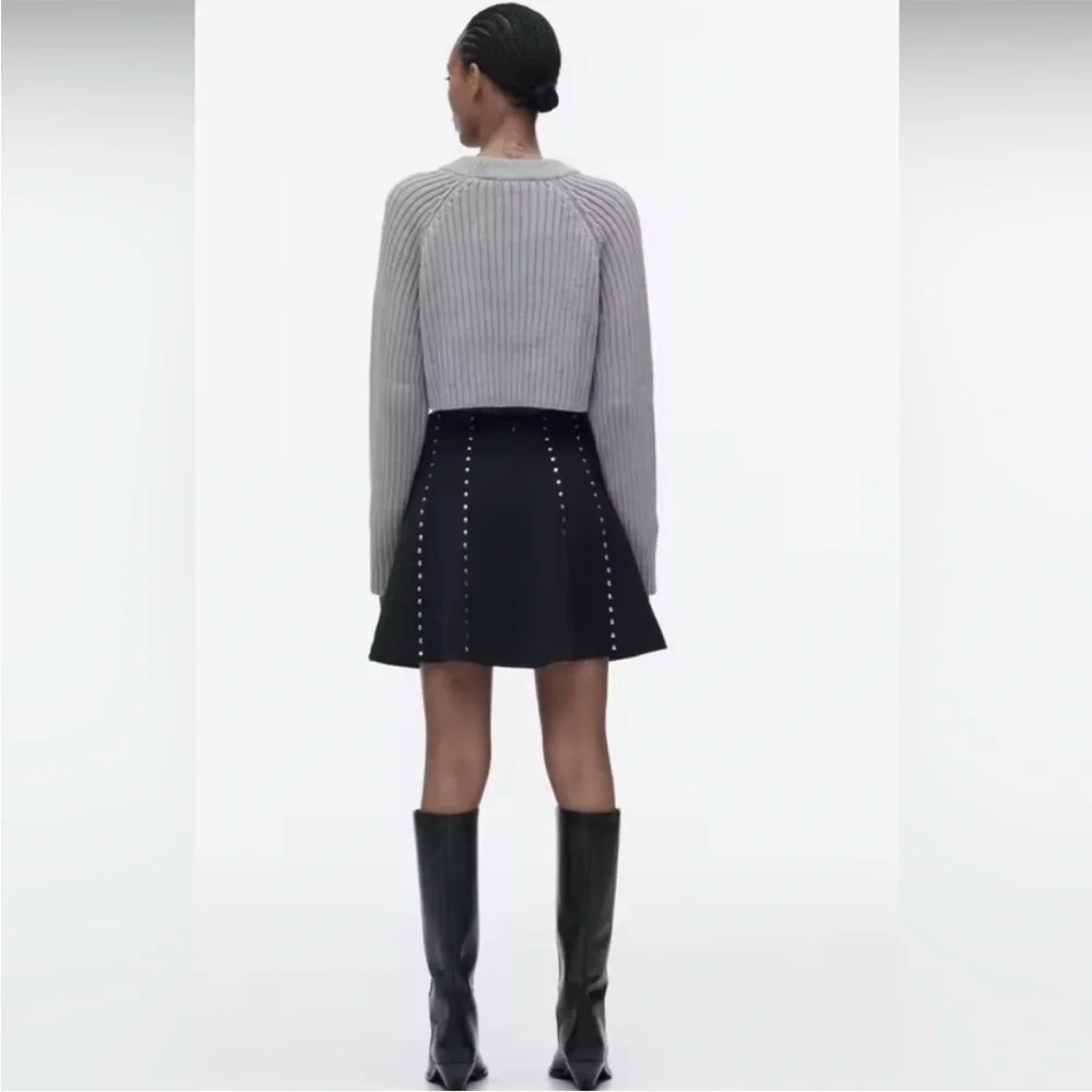Zara Black Studded Circle Skirt - Picture 7 of 8